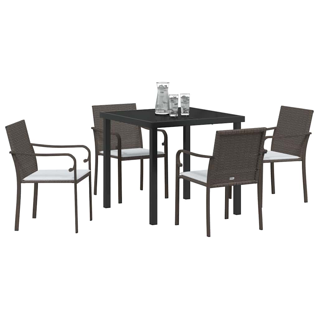 Ensemble de salle à manger pour jardin 5 pcs Marron et Noir - XIOS