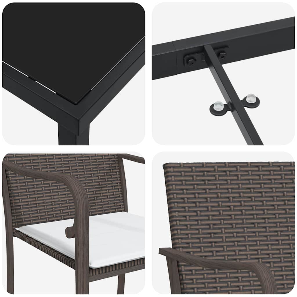 Ensemble de salle à manger pour jardin 5 pcs Marron et Noir - XIOS