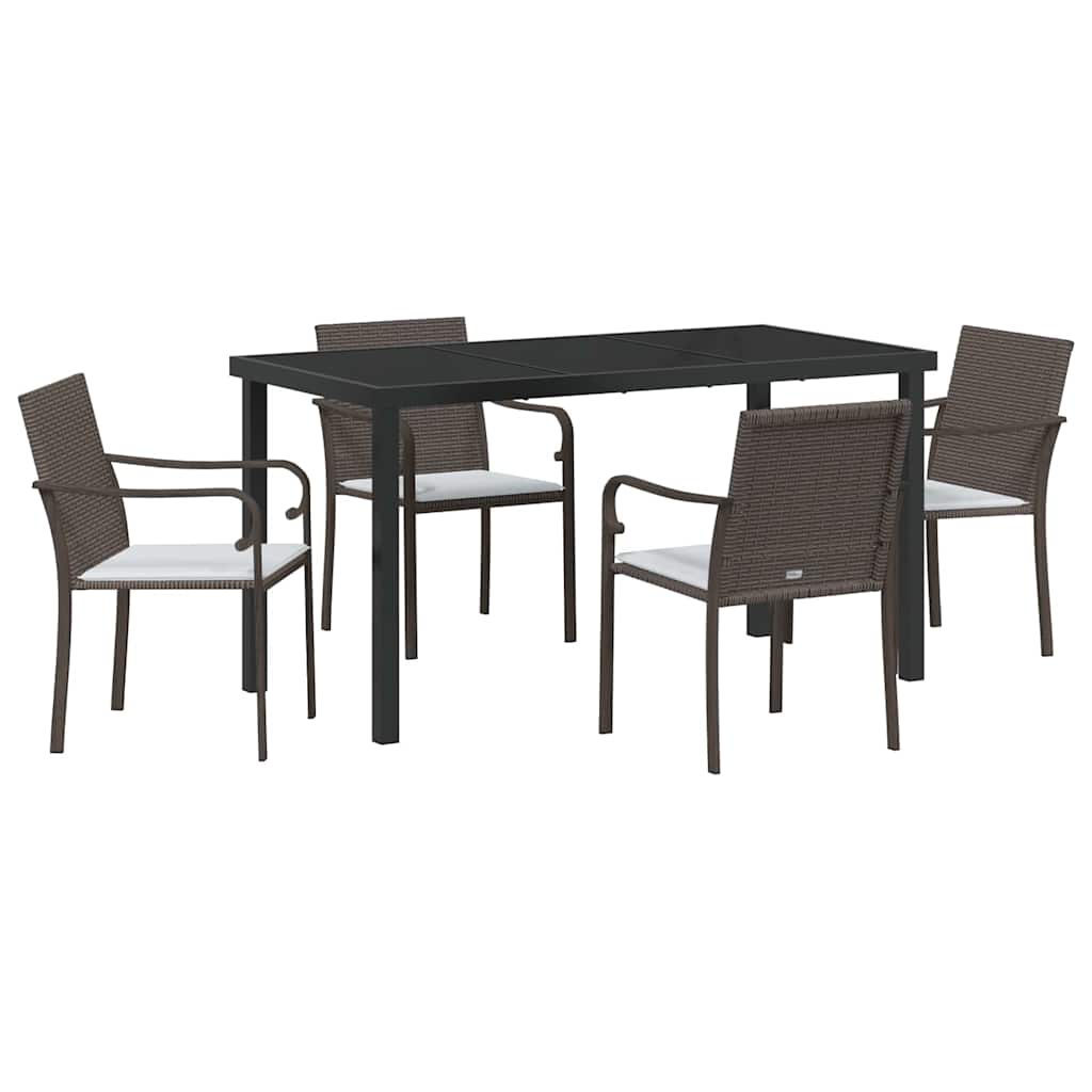 Ensemble de salle à manger pour jardin 5 pcs Marron et Noir - XIOS