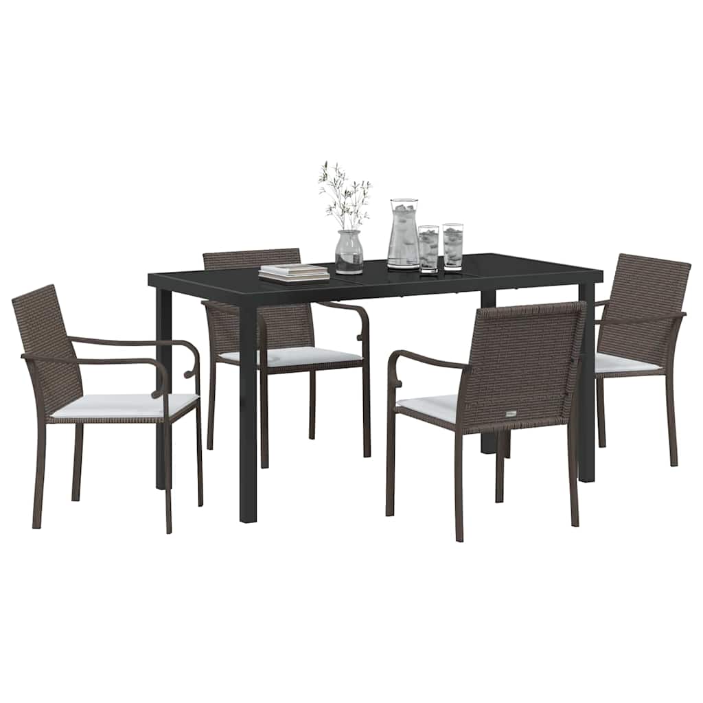 Ensemble de salle à manger pour jardin 5 pcs Marron et Noir - XIOS