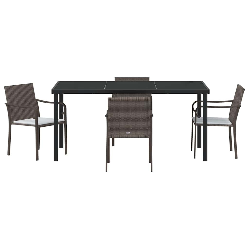 Ensemble de salle à manger pour jardin 5 pcs Marron et Noir - XIOS