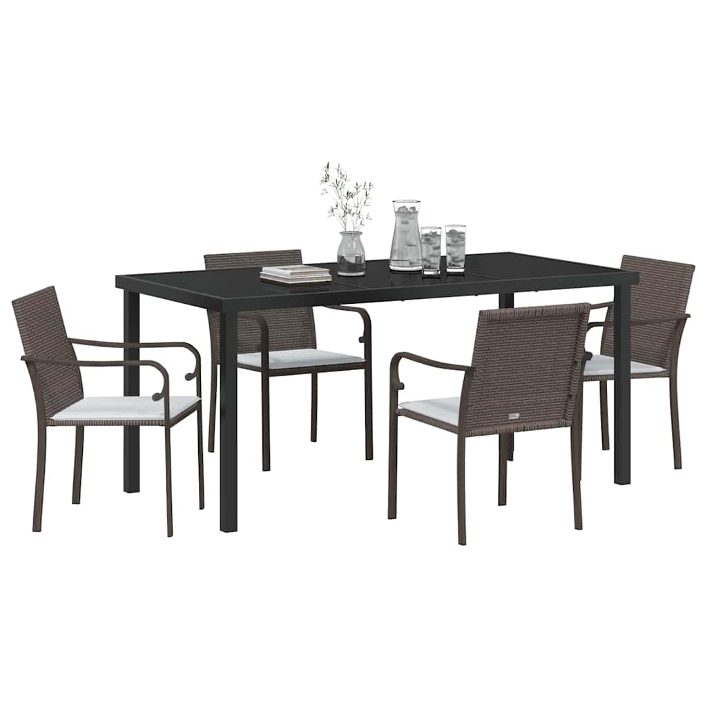 Ensemble de salle à manger pour jardin 5 pcs Marron et Noir - XIOS