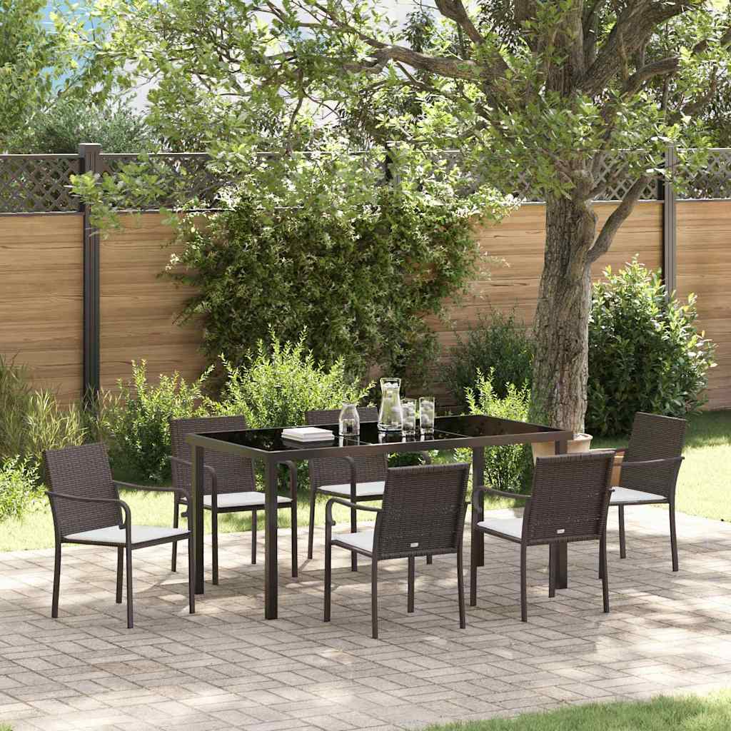 Ensemble de salle à manger pour jardin 7 pcs Marron et Noir - XIOS