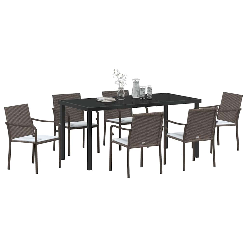 Ensemble de salle à manger pour jardin 7 pcs Marron et Noir - XIOS