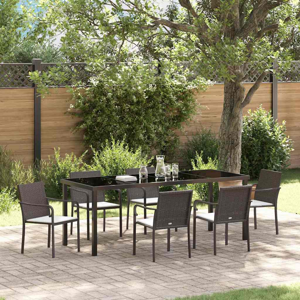 Ensemble de salle à manger pour jardin 7 pcs Marron et Noir - XIOS