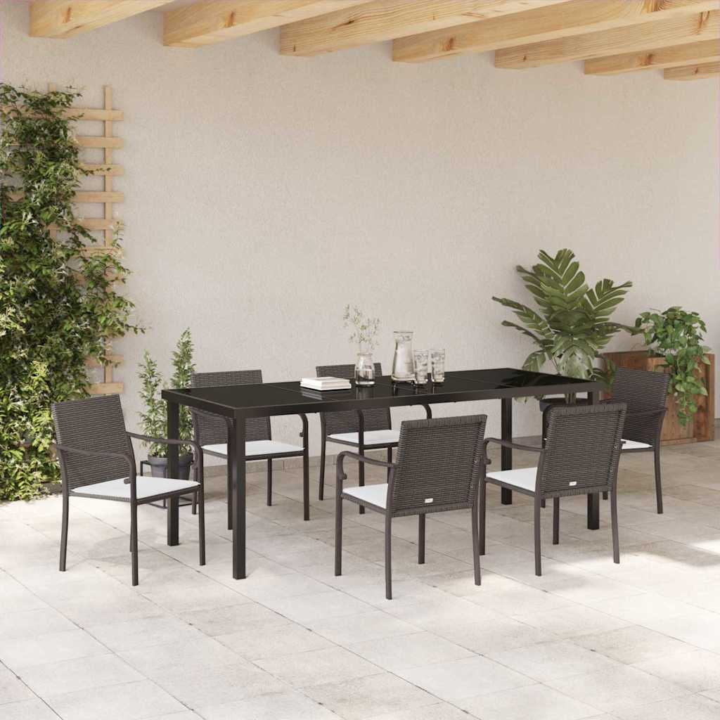 Ensemble de salle à manger pour jardin 7 pcs Marron et Noir - XIOS