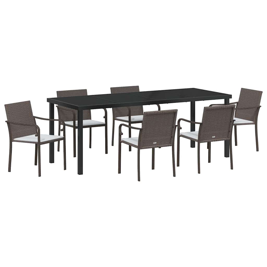 Ensemble de salle à manger pour jardin 7 pcs Marron et Noir - XIOS