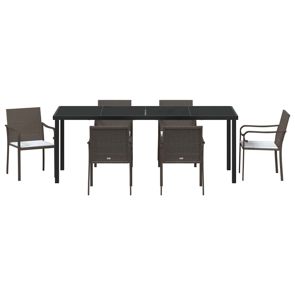 Ensemble de salle à manger pour jardin 7 pcs Marron et Noir - XIOS