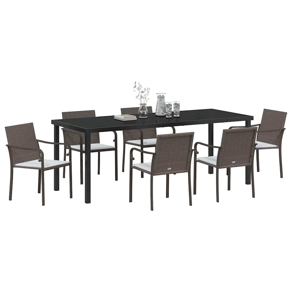 Ensemble de salle à manger pour jardin 7 pcs Marron et Noir - XIOS