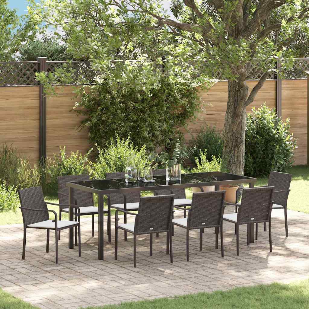 Ensemble de salle à manger pour jardin 9 pcs Marron et Noir - XIOS