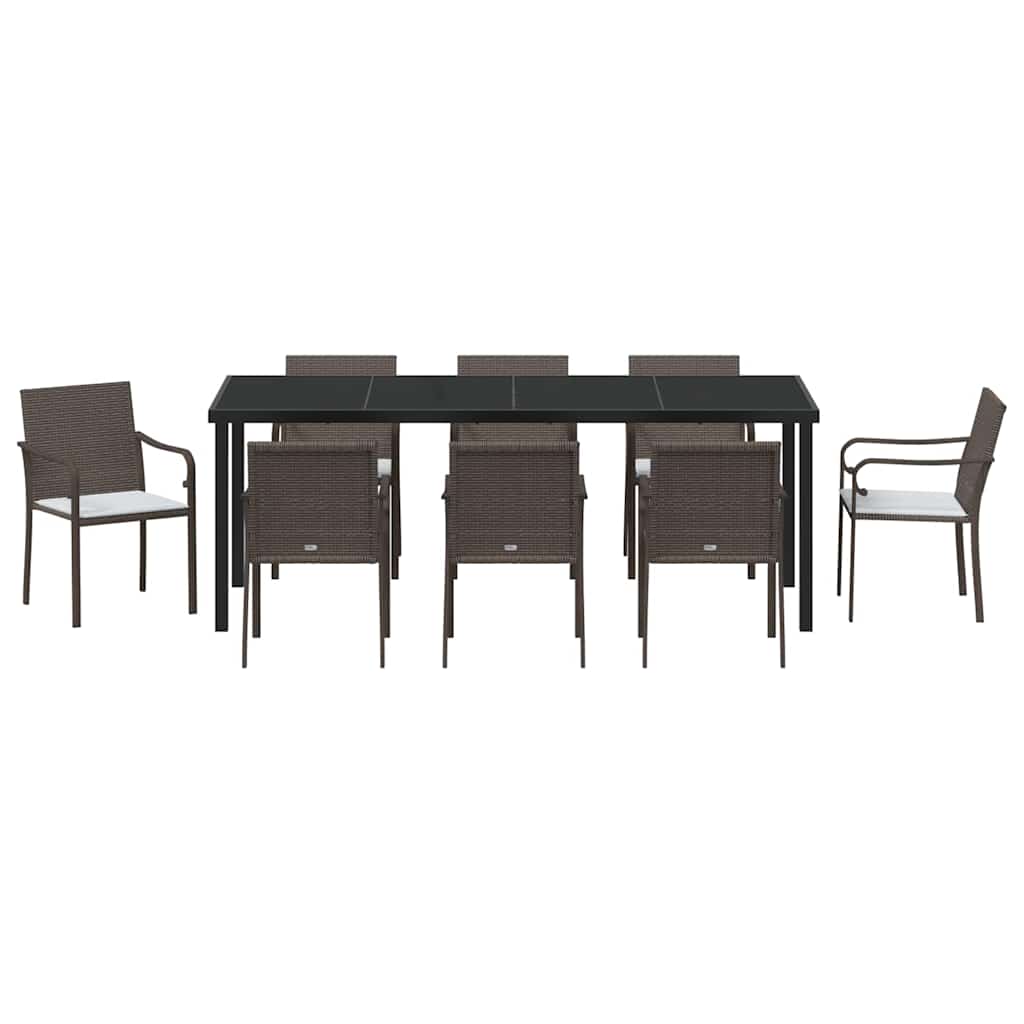 Ensemble de salle à manger pour jardin 9 pcs Marron et Noir - XIOS