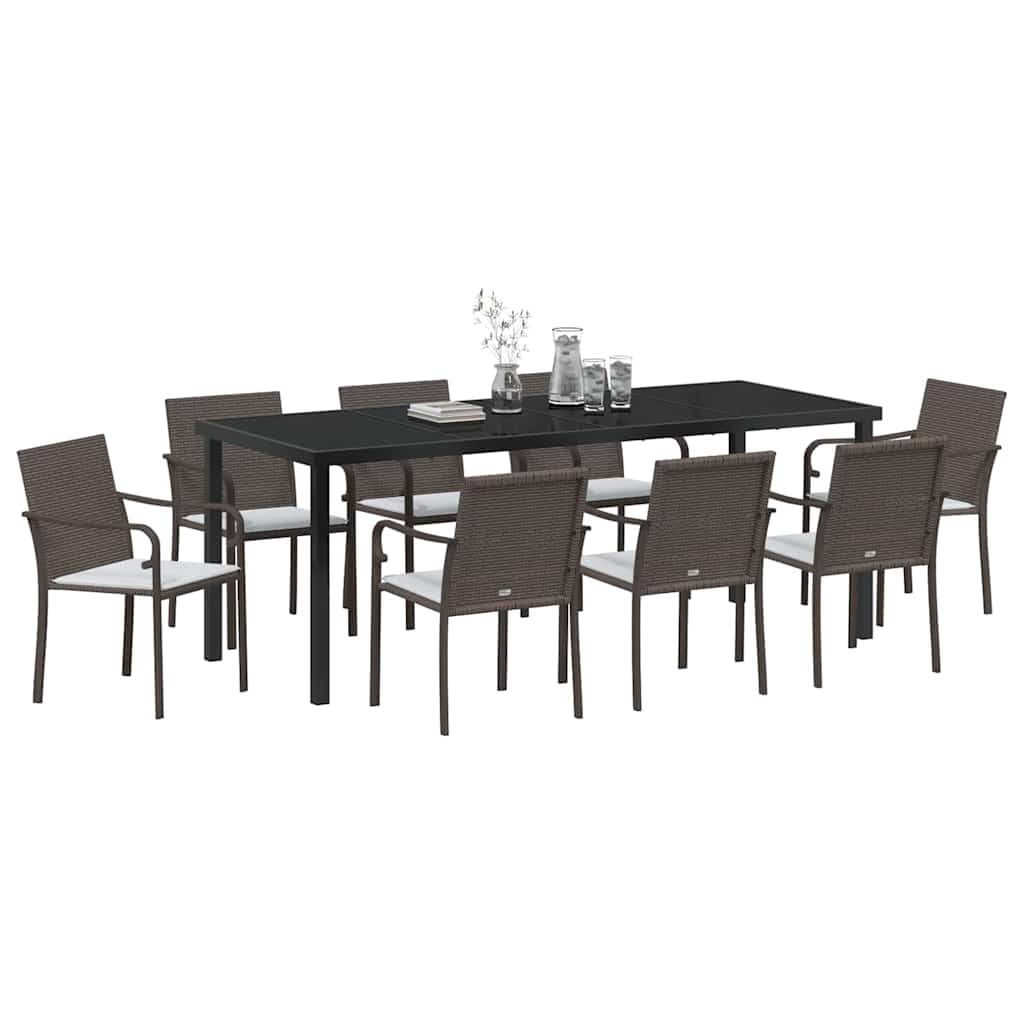 Ensemble de salle à manger pour jardin 9 pcs Marron et Noir - XIOS