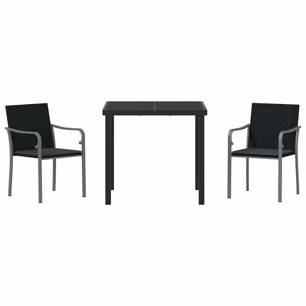 Ensemble de salle à manger pour jardin 3 pcs Noir et gris - XIOS
