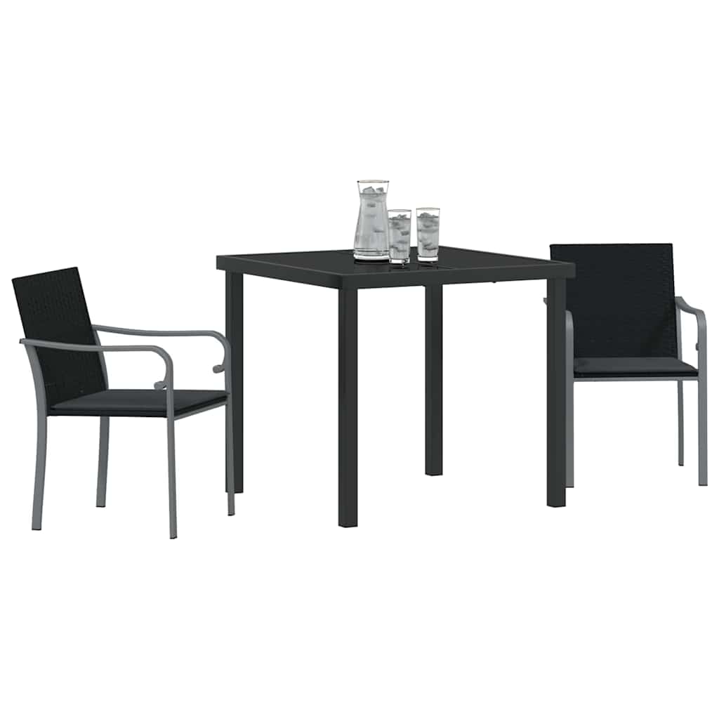 Ensemble de salle à manger pour jardin 3 pcs Noir et gris - XIOS