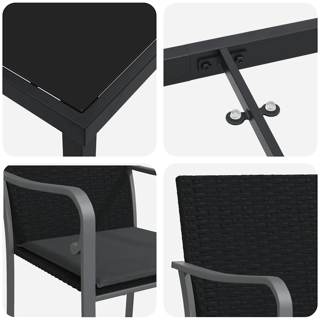 Ensemble de salle à manger pour jardin 5 pcs Noir et gris - XIOS