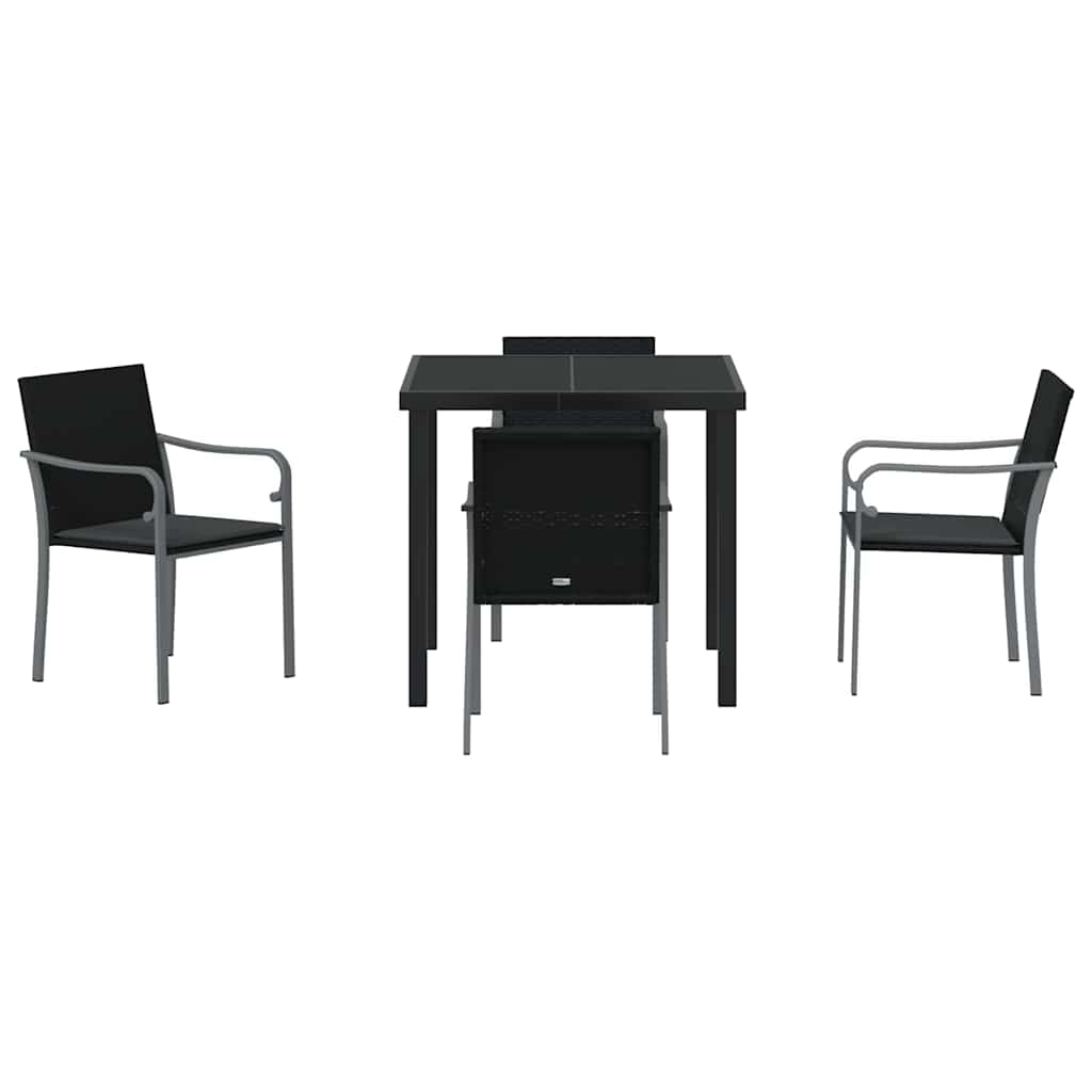 Ensemble de salle à manger pour jardin 5 pcs Noir et gris - XIOS