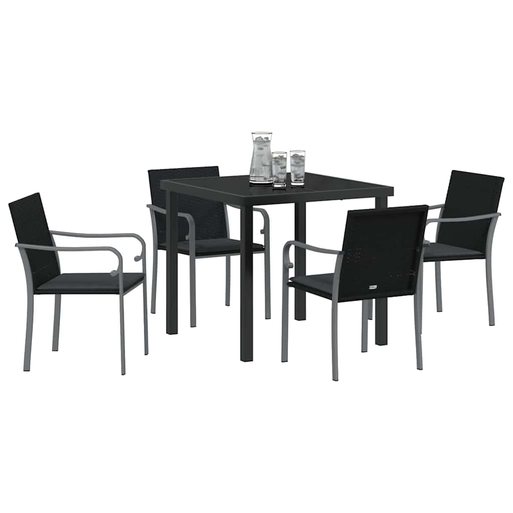 Ensemble de salle à manger pour jardin 5 pcs Noir et gris - XIOS