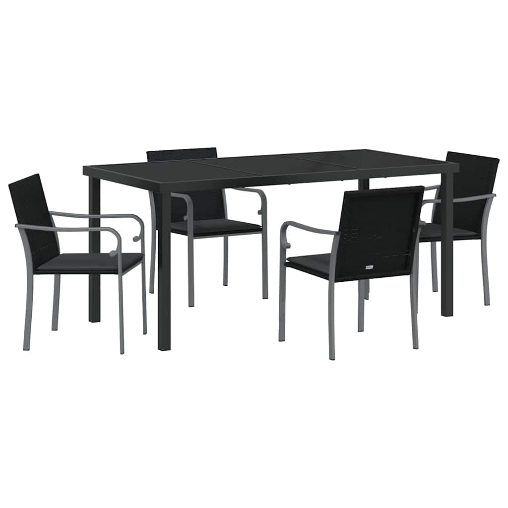 Ensemble de salle à manger pour jardin 5 pcs Noir et gris - XIOS