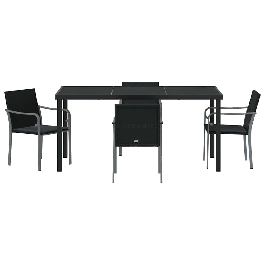 Ensemble de salle à manger pour jardin 5 pcs Noir et gris - XIOS