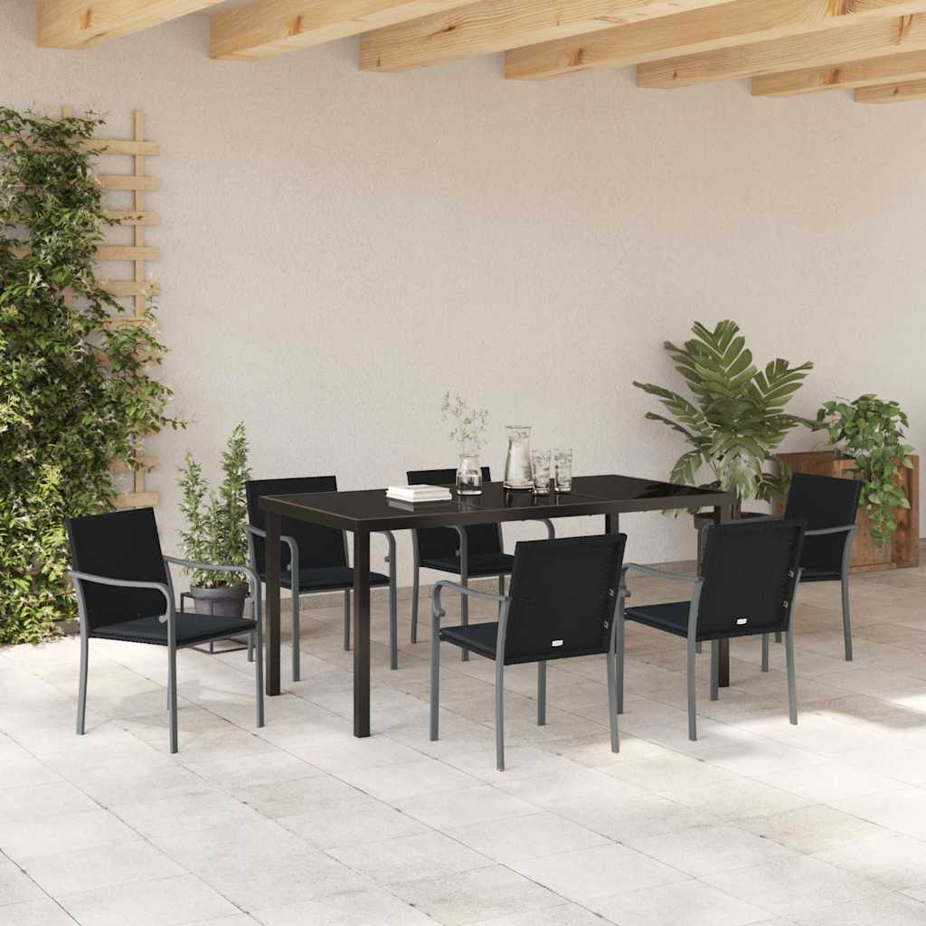 Ensemble de salle à manger pour jardin 7 pcs Noir et gris - XIOS