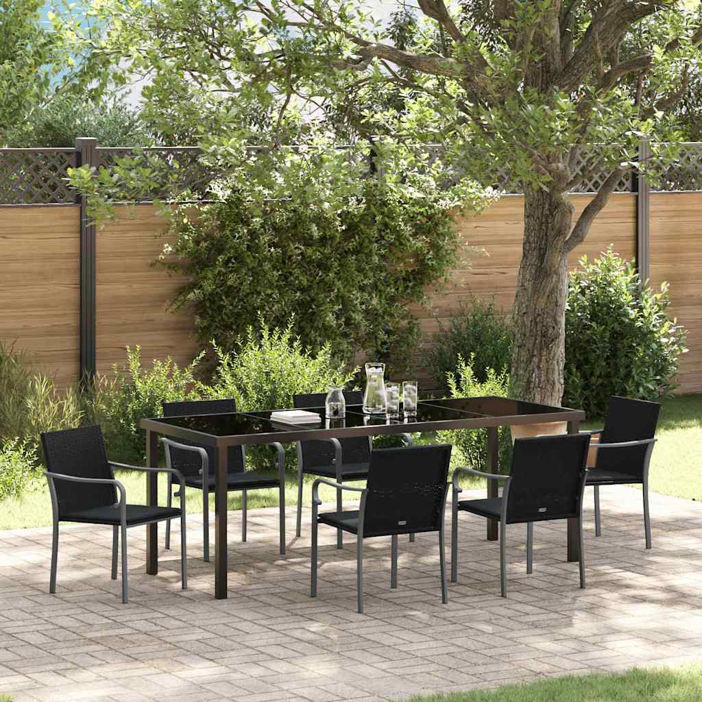 Ensemble de salle à manger pour jardin 7 pcs Noir et gris - XIOS