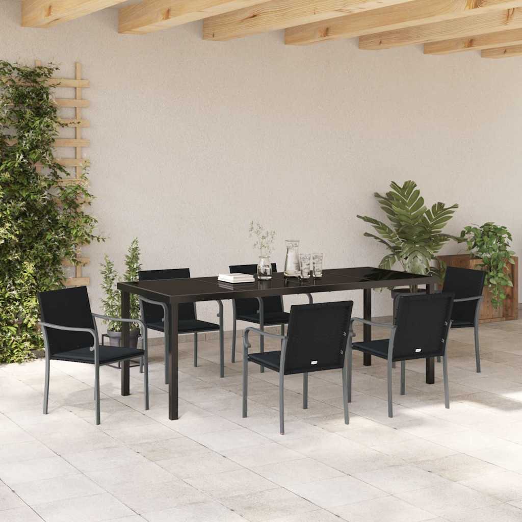 Ensemble de salle à manger pour jardin 7 pcs Noir et gris - XIOS