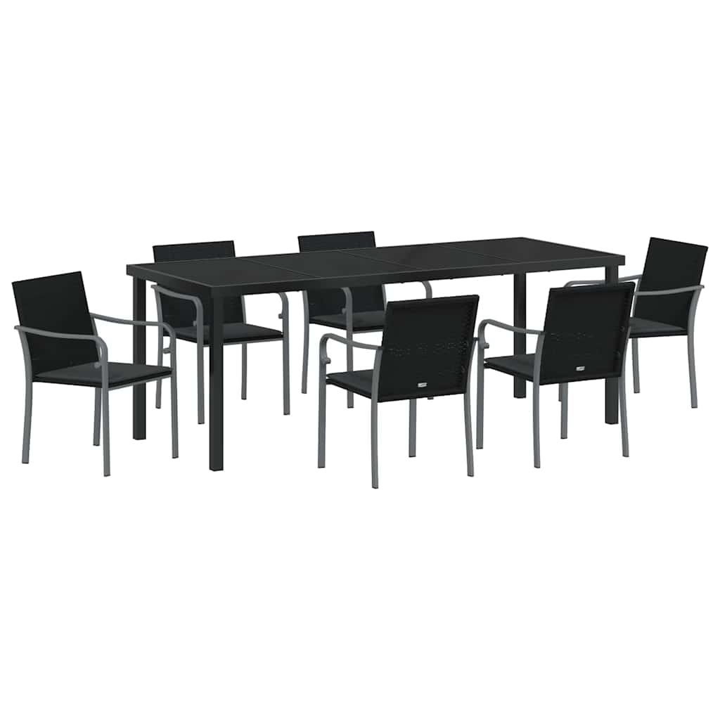 Ensemble de salle à manger pour jardin 7 pcs Noir et gris - XIOS
