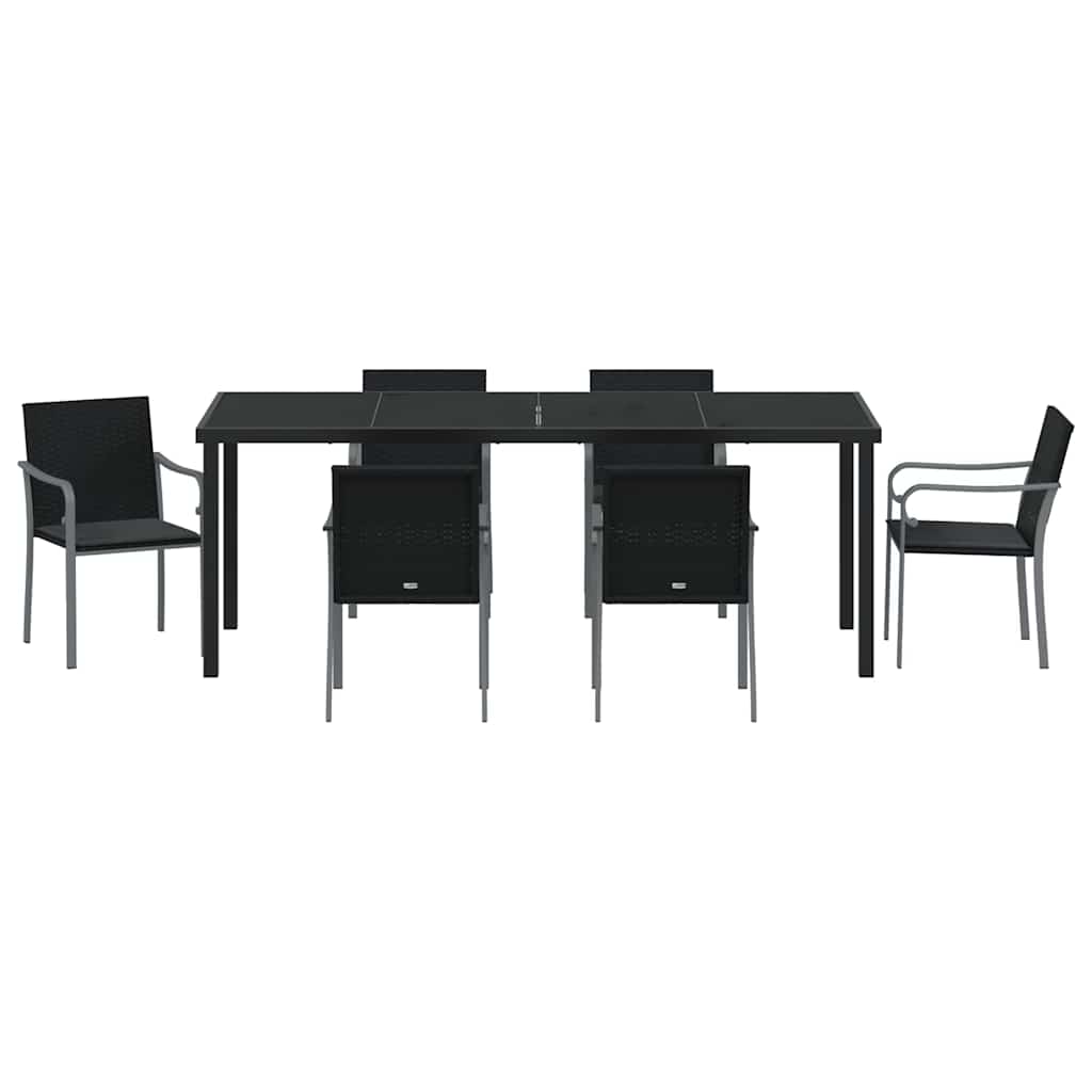 Ensemble de salle à manger pour jardin 7 pcs Noir et gris - XIOS