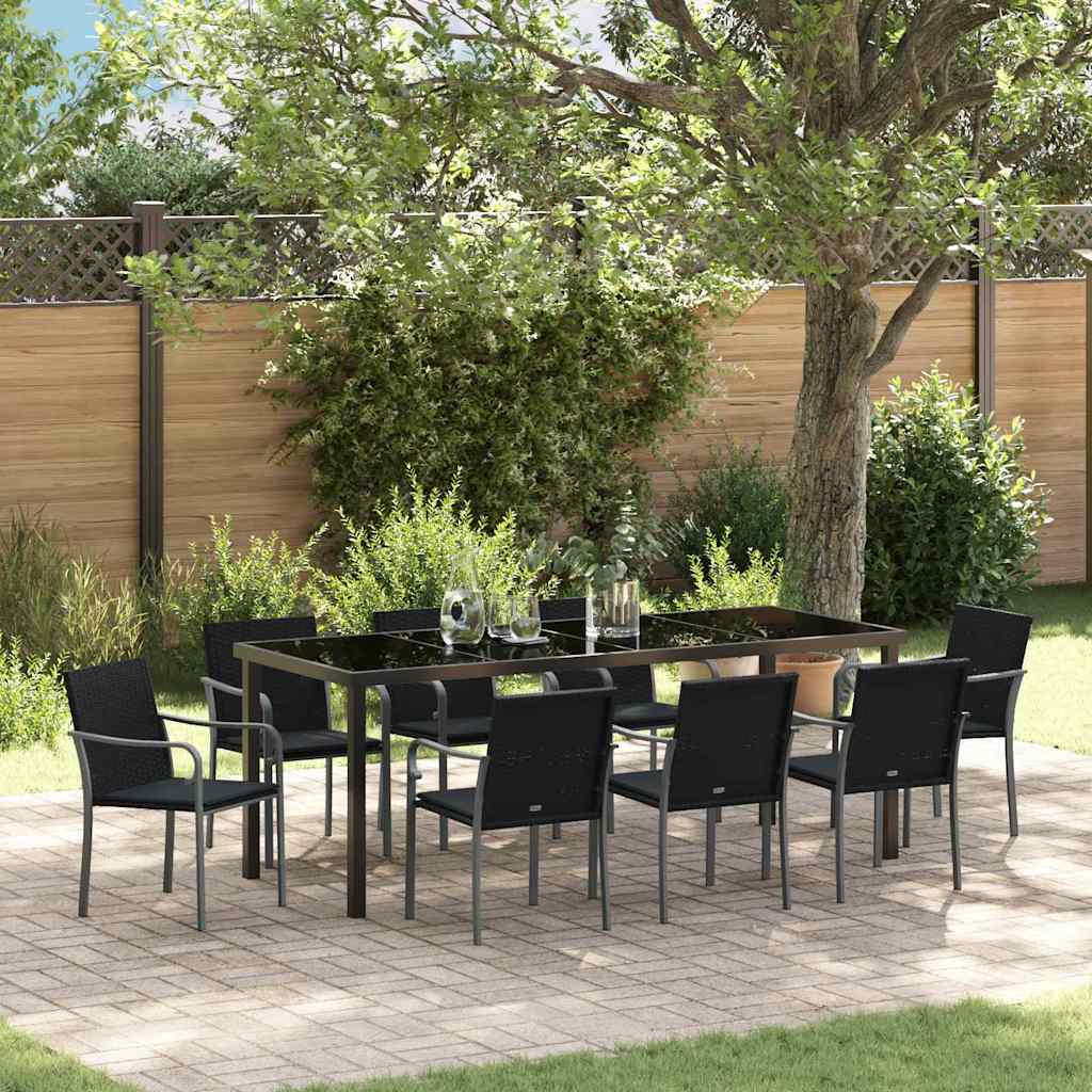 Ensemble de salle à manger pour jardin 9 pcs Noir et gris - XIOS