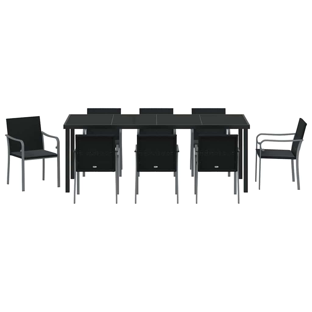 Ensemble de salle à manger pour jardin 9 pcs Noir et gris - XIOS