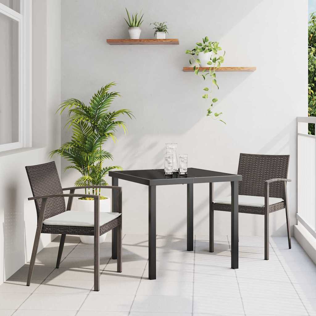 Ensemble de salle à manger pour jardin 3 pcs Marron et Noir - XIOS