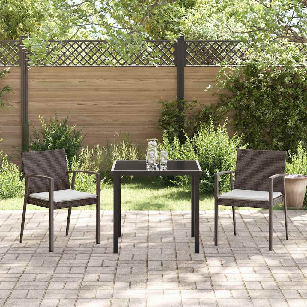 Ensemble de salle à manger pour jardin 3 pcs Marron et Noir - XIOS