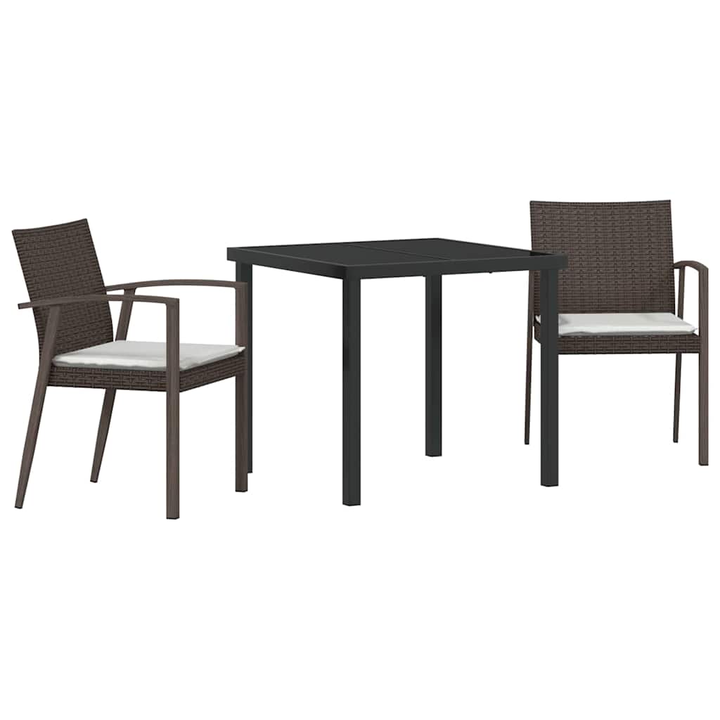 Ensemble de salle à manger pour jardin 3 pcs Marron et Noir - XIOS