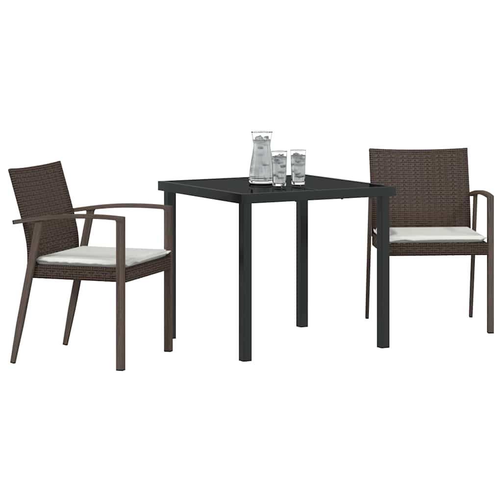Ensemble de salle à manger pour jardin 3 pcs Marron et Noir - XIOS