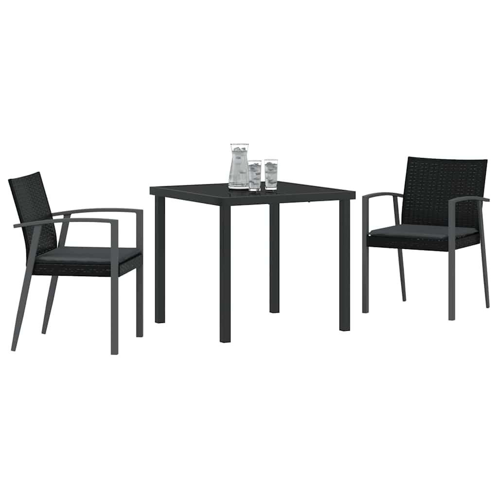 Ensemble de salle à manger pour jardin 3 pcs Noir et gris - XIOS