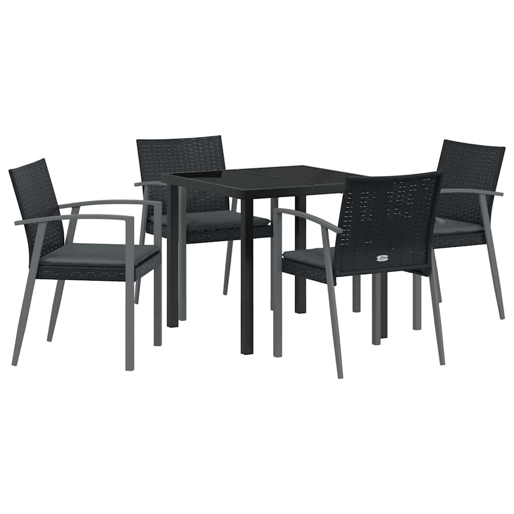 Ensemble de salle à manger pour jardin 5 pcs Noir et gris - XIOS