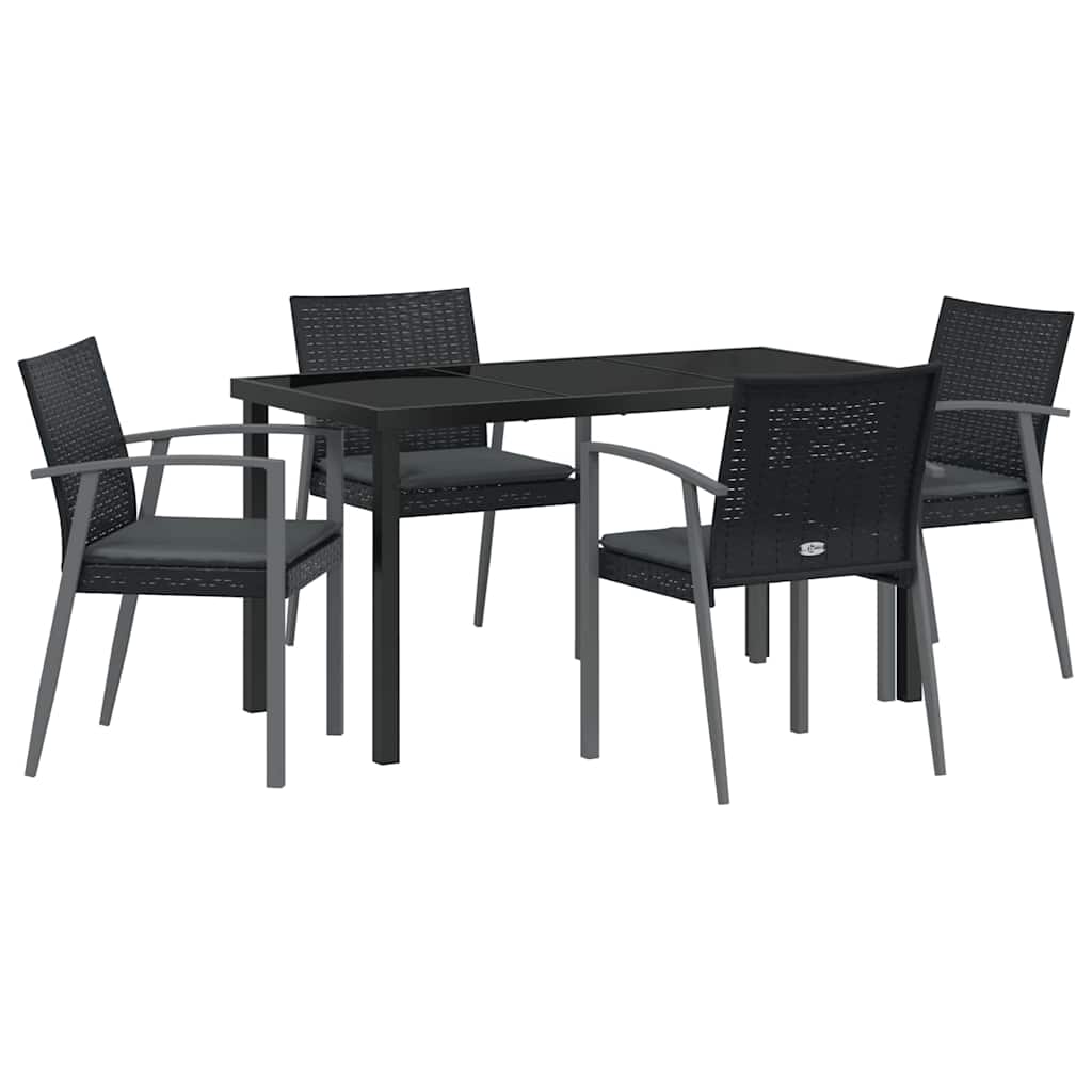 Ensemble de salle à manger pour jardin 5 pcs Noir et gris - XIOS
