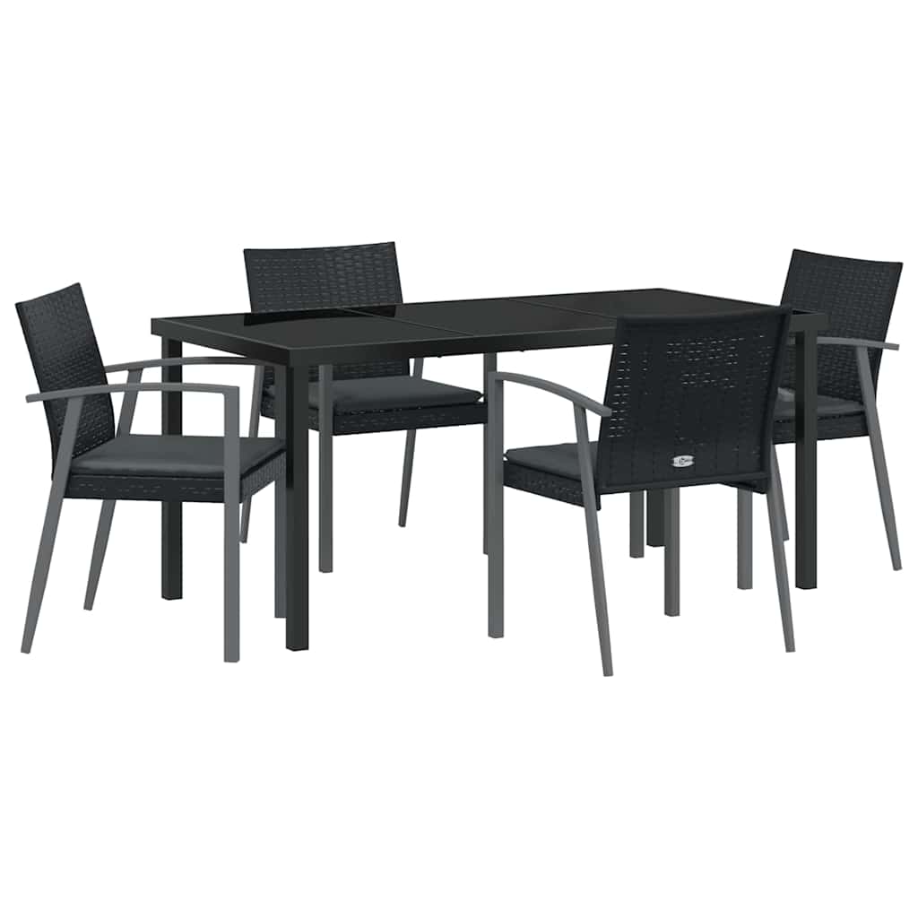 Ensemble de salle à manger pour jardin 5 pcs Noir et gris - XIOS