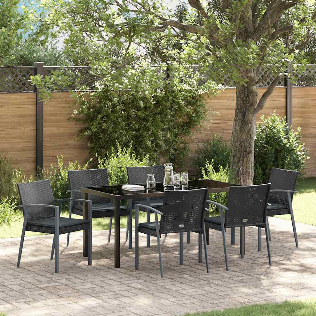 Ensemble de salle à manger pour jardin 7 pcs Noir et gris - XIOS