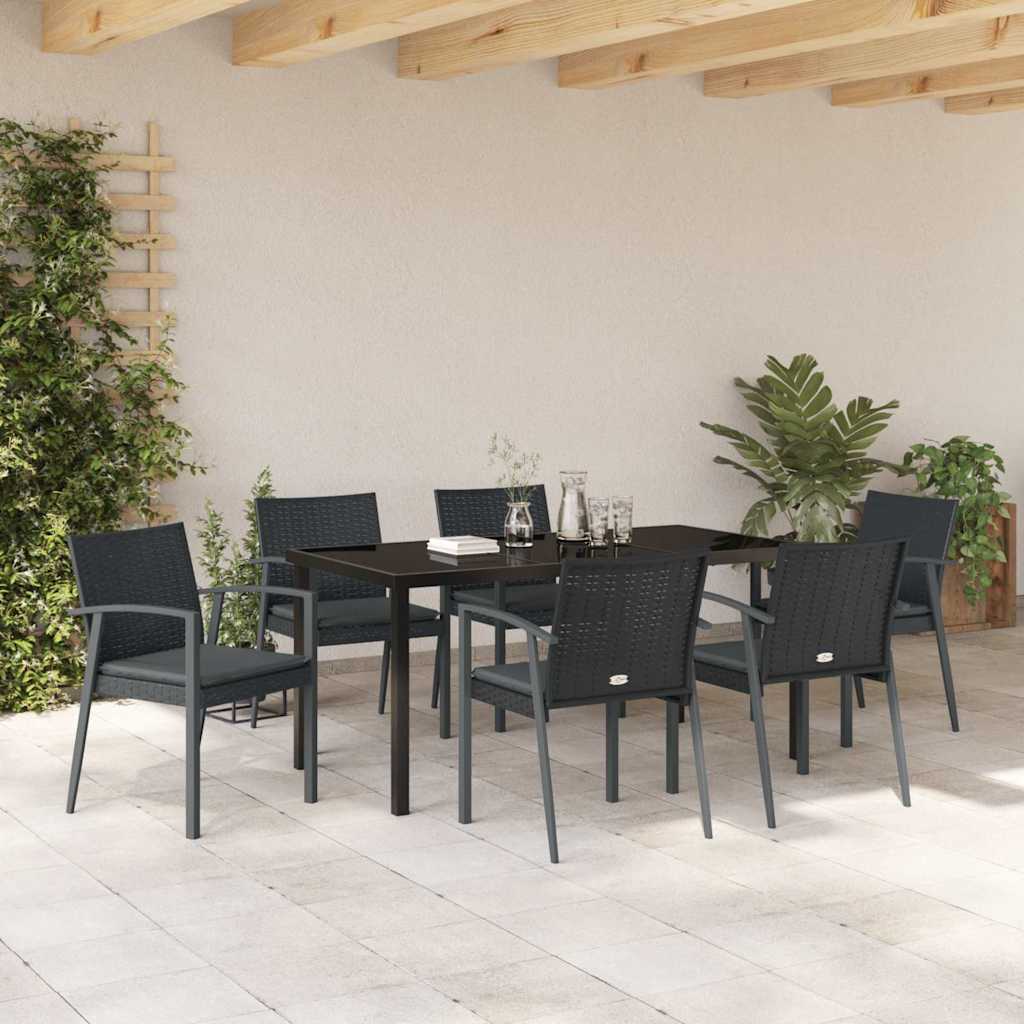 Ensemble de salle à manger pour jardin 7 pcs Noir et gris - XIOS