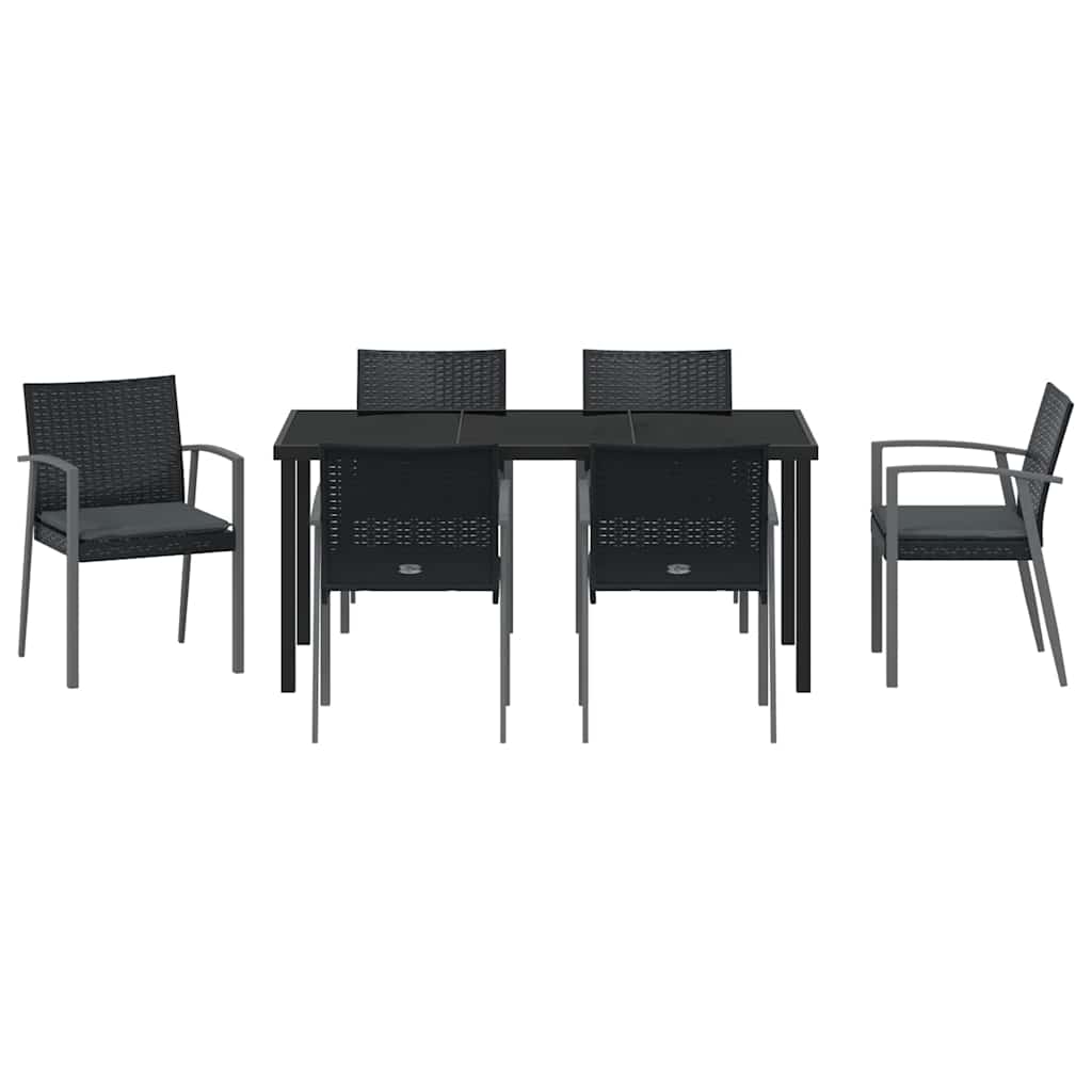 Ensemble de salle à manger pour jardin 7 pcs Noir et gris - XIOS
