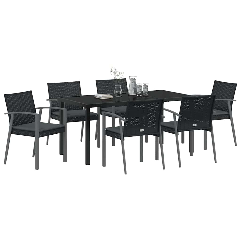 Ensemble de salle à manger pour jardin 7 pcs Noir et gris - XIOS