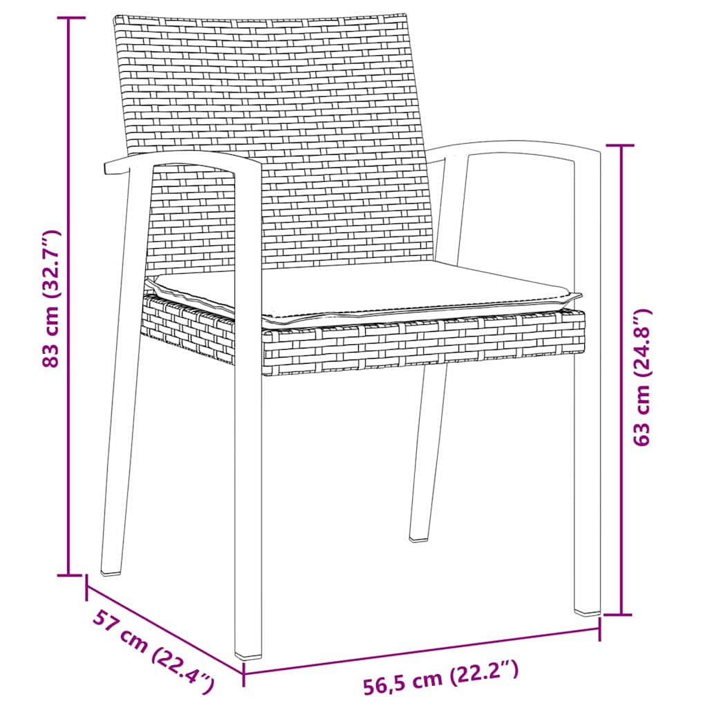 Ensemble de salle à manger pour jardin 7 pcs Noir et gris - XIOS