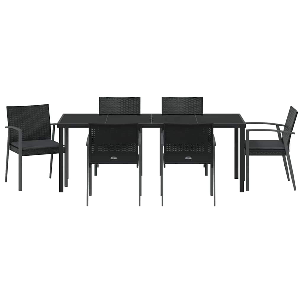 Ensemble de salle à manger pour jardin 7 pcs Noir et gris - XIOS