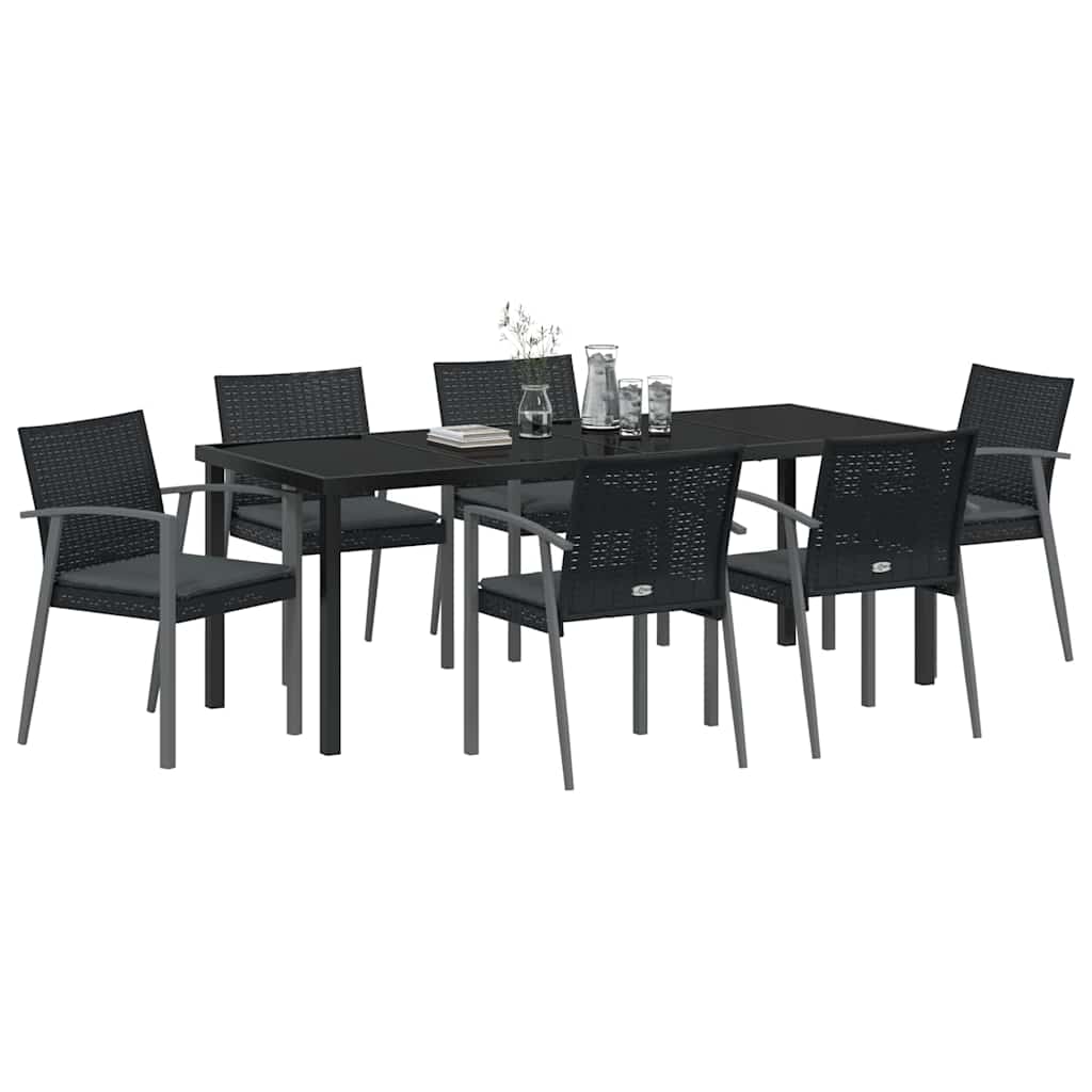 Ensemble de salle à manger pour jardin 7 pcs Noir et gris - XIOS
