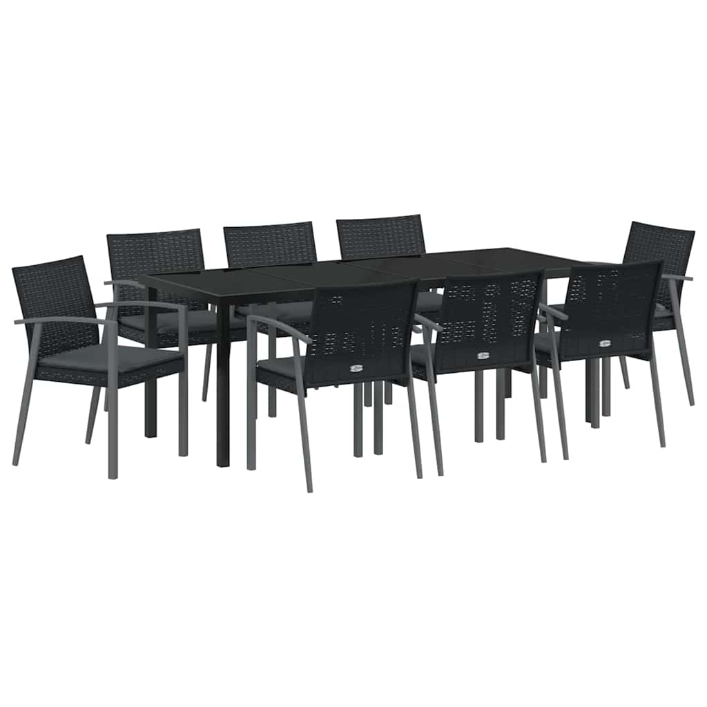 Ensemble de salle à manger pour jardin 9 pcs Noir et gris - XIOS