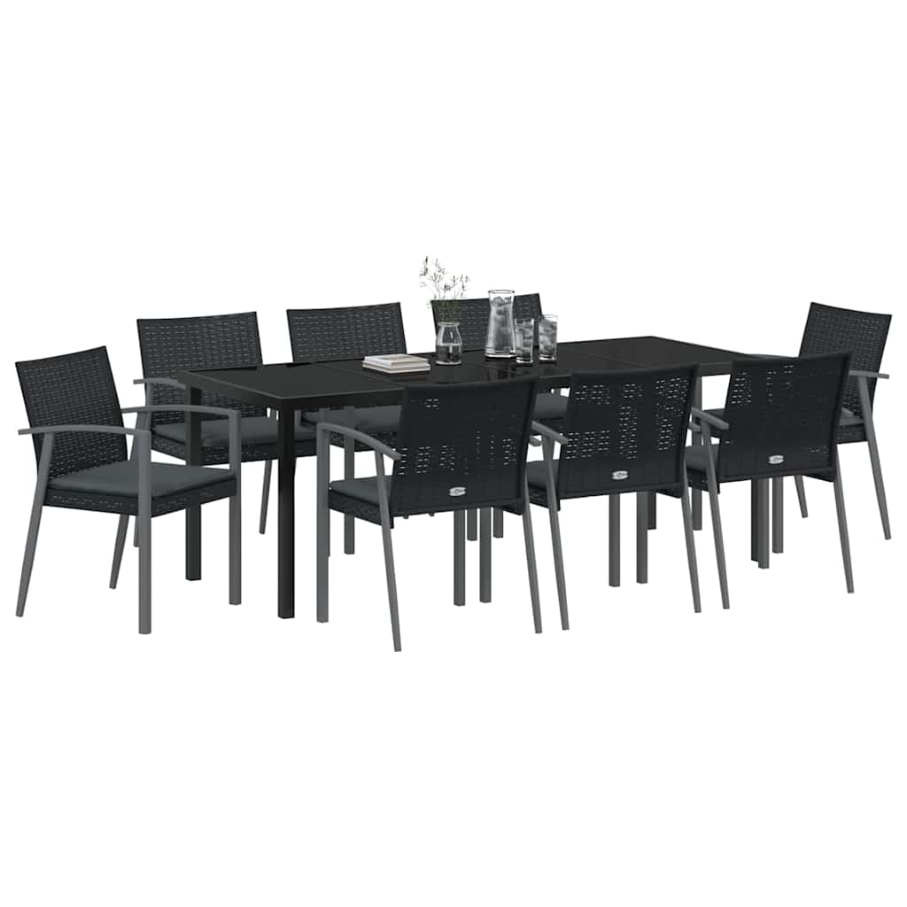 Ensemble de salle à manger pour jardin 9 pcs Noir et gris - XIOS