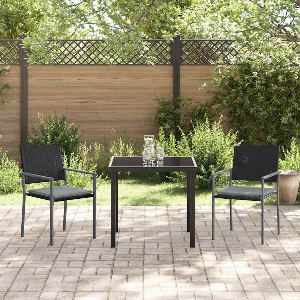 Ensemble de salle à manger pour jardin 3 pcs Noir et Gris Clair - XIOS