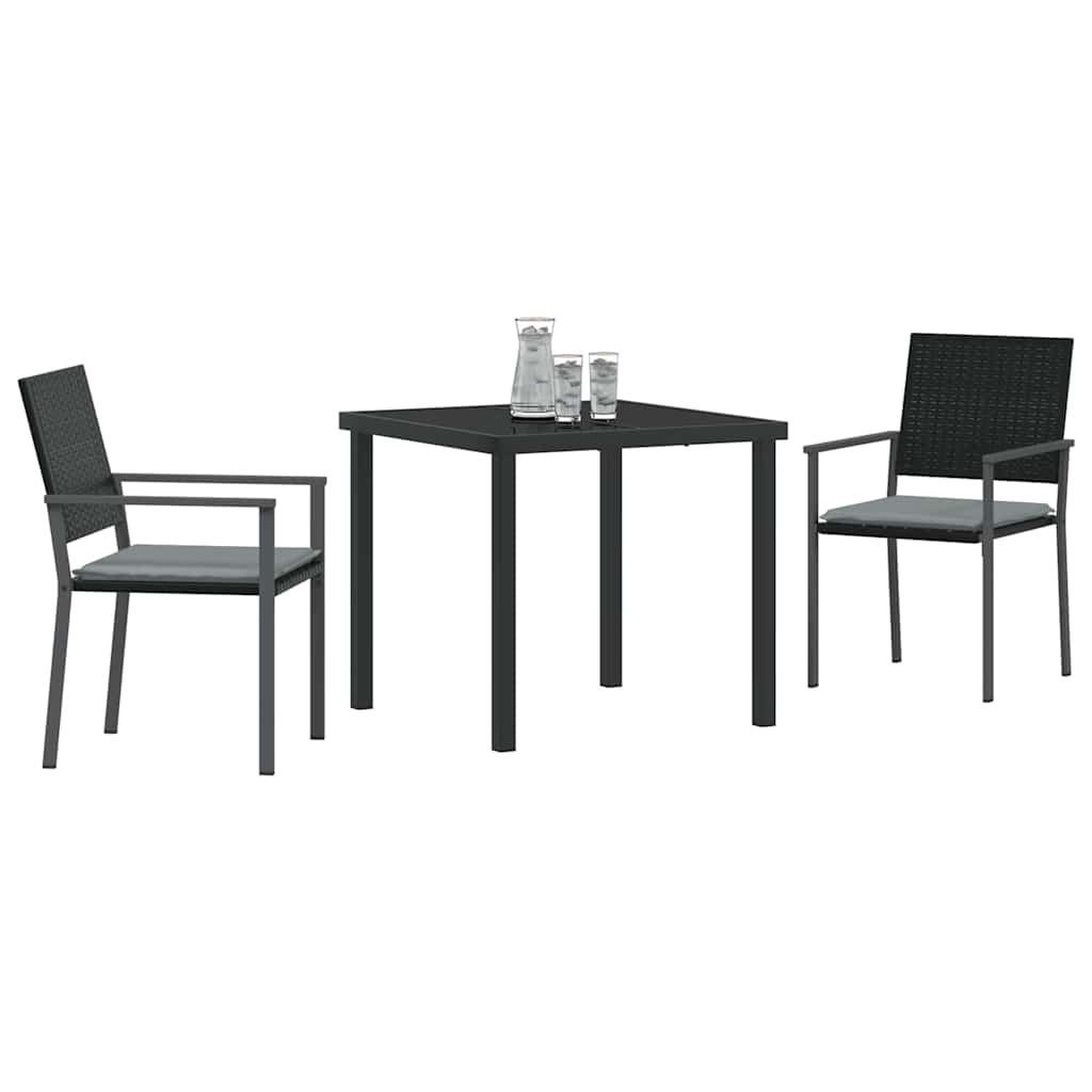 Ensemble de salle à manger pour jardin 3 pcs Noir et Gris Clair - XIOS