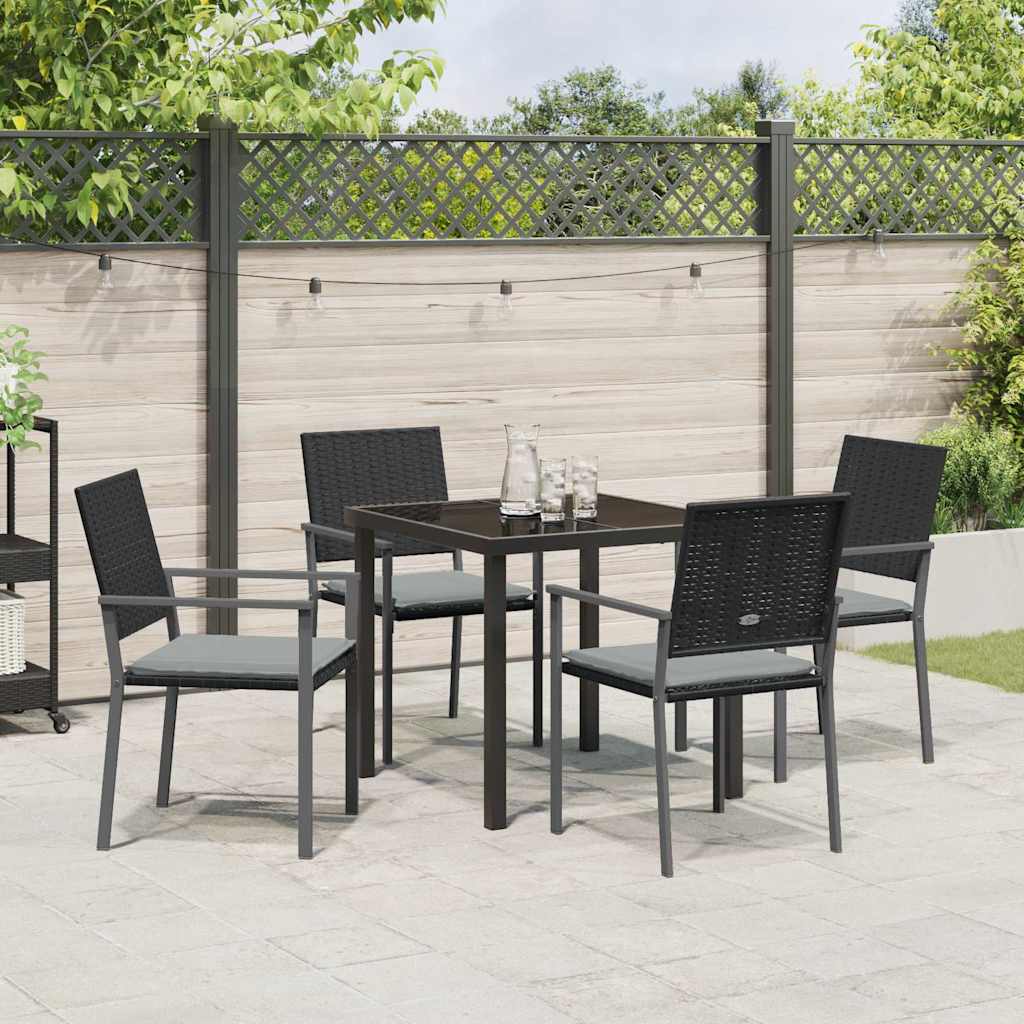Ensemble de salle à manger pour jardin 5 pcs Noir et Gris Clair - XIOS